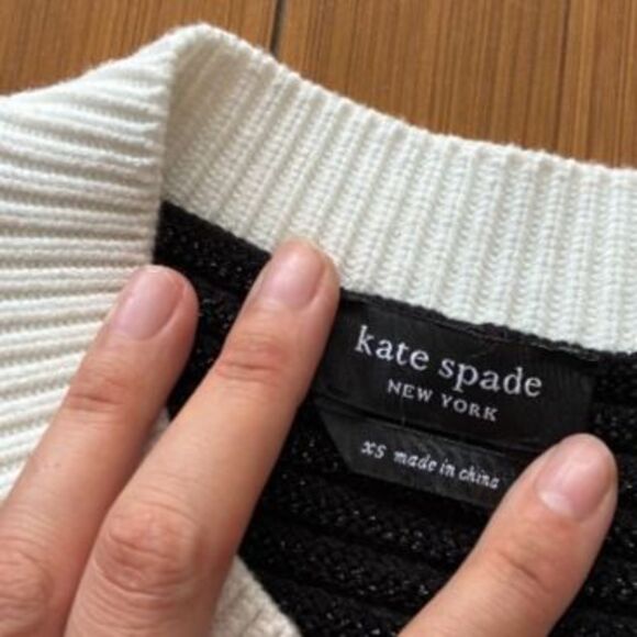 Women's Black and White Cardigan Sweater - Picture 5 of 8